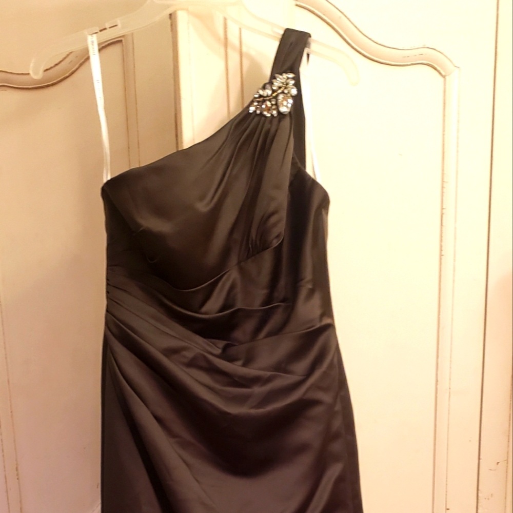 Look Fab In This Olive Green David's Bridal Gown